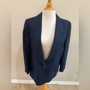 Vintage Pendelton Navy Blazer Women’s L One Button Notch Lapel Pockets